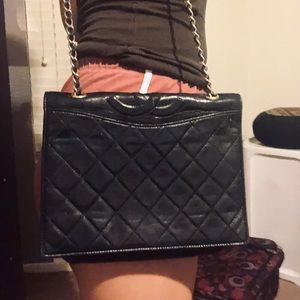 Chanel vintage quilted black flap shoulder bag